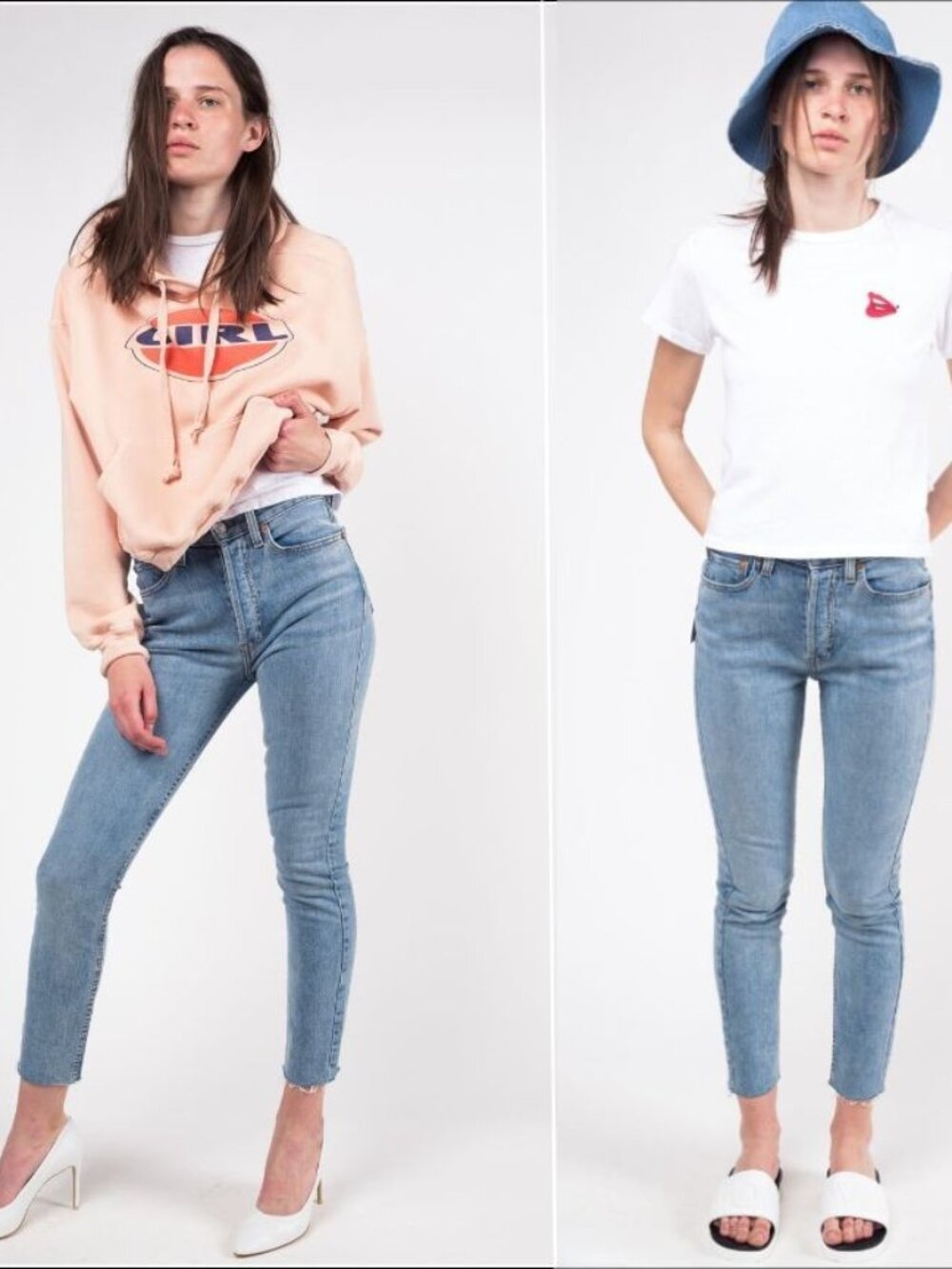 Women's Re/Done x Cindy Crawford High Rise Ankle Crop Stretch Jeans-SAMPLE-Sz 25